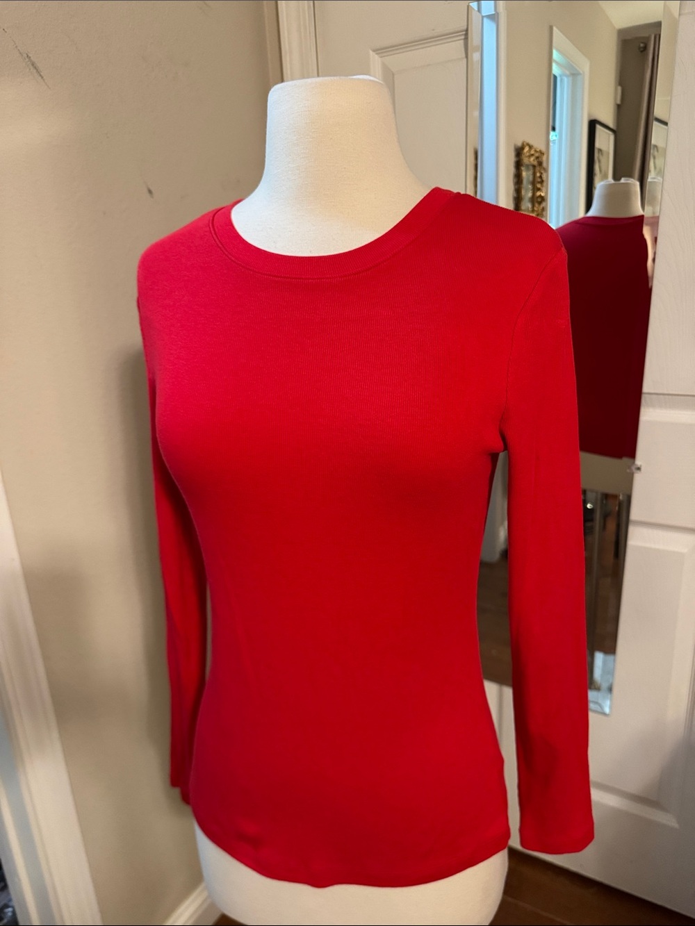 a new day Red Long-Sleeve Crewneck Tee